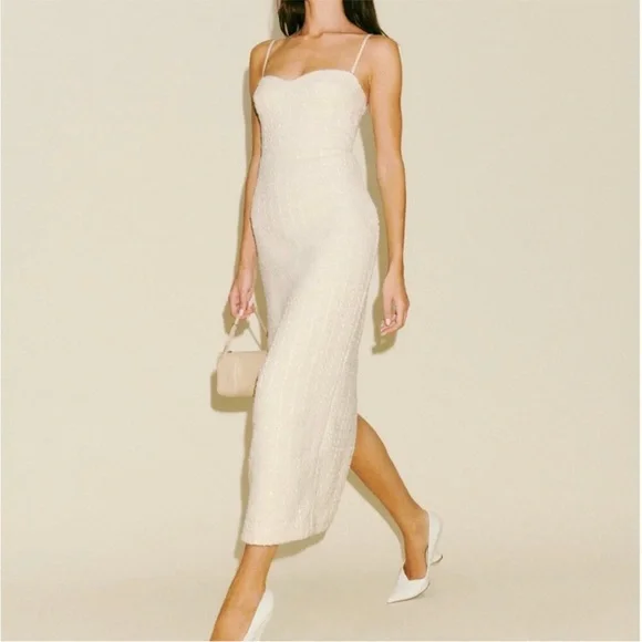 Reformation Cream Spaghetti-Strap Knit Midi Dress - Picture 1 of 1